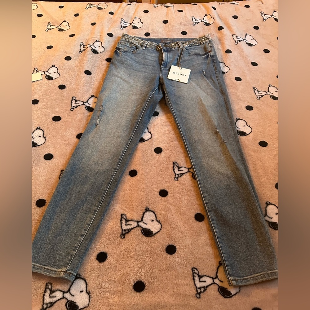 DL 1961 studded waisted jeans